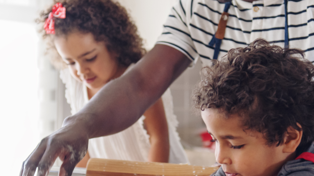 Family making aromatherapy play dough