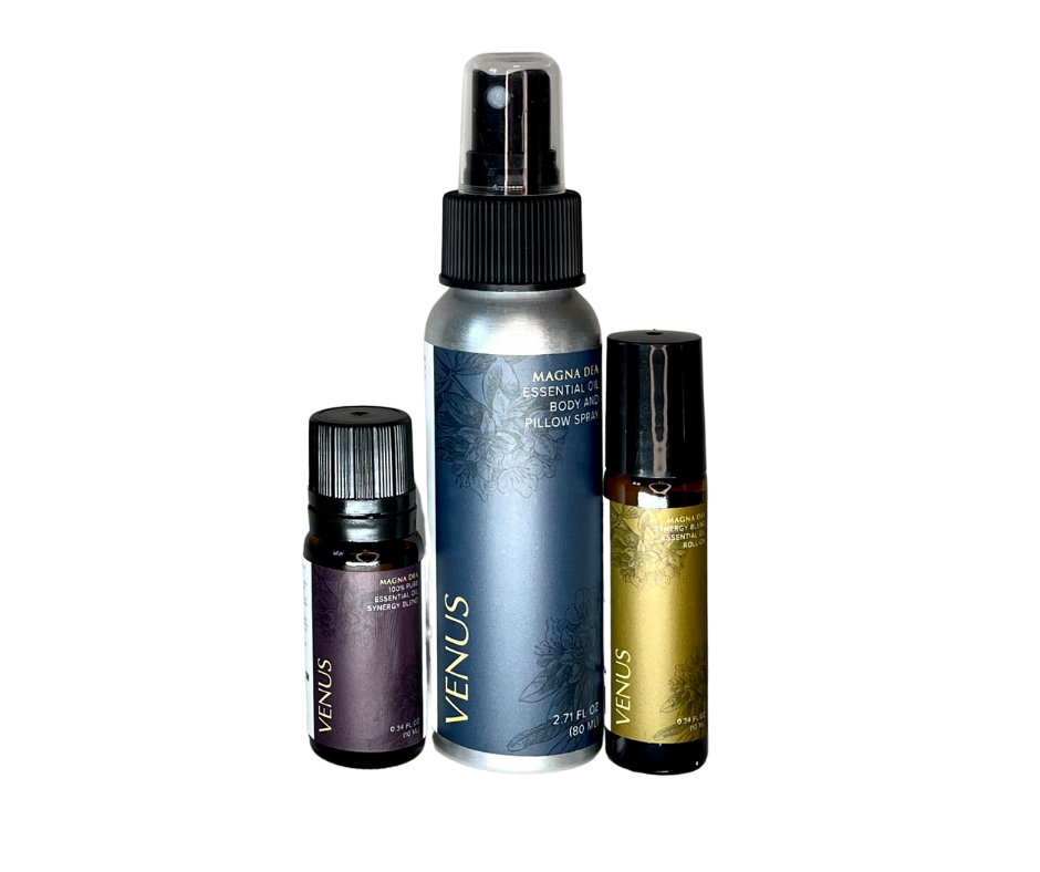 Magna Dea Venus Essential Oil Blend, Venus Essential Oil Roll-On, and Essential Oil Body and Pillow Spray