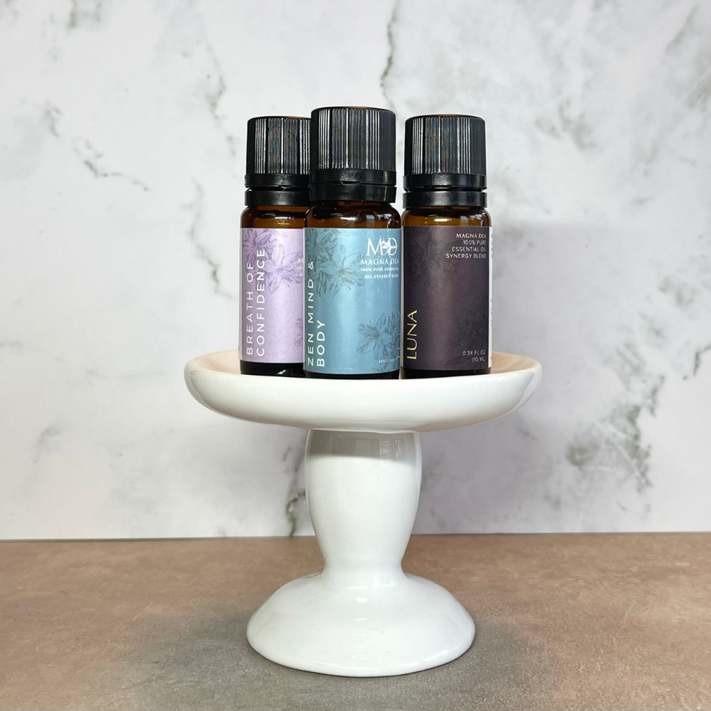Magna Dea | ConSCENTrate Program Essential Oil Bundle | Breath of Confidence Essential Oil Synergy Blend, Zen Mind and Body Synergy Blend, and Luna Essential Oil Synergy Blend | 10ml Each